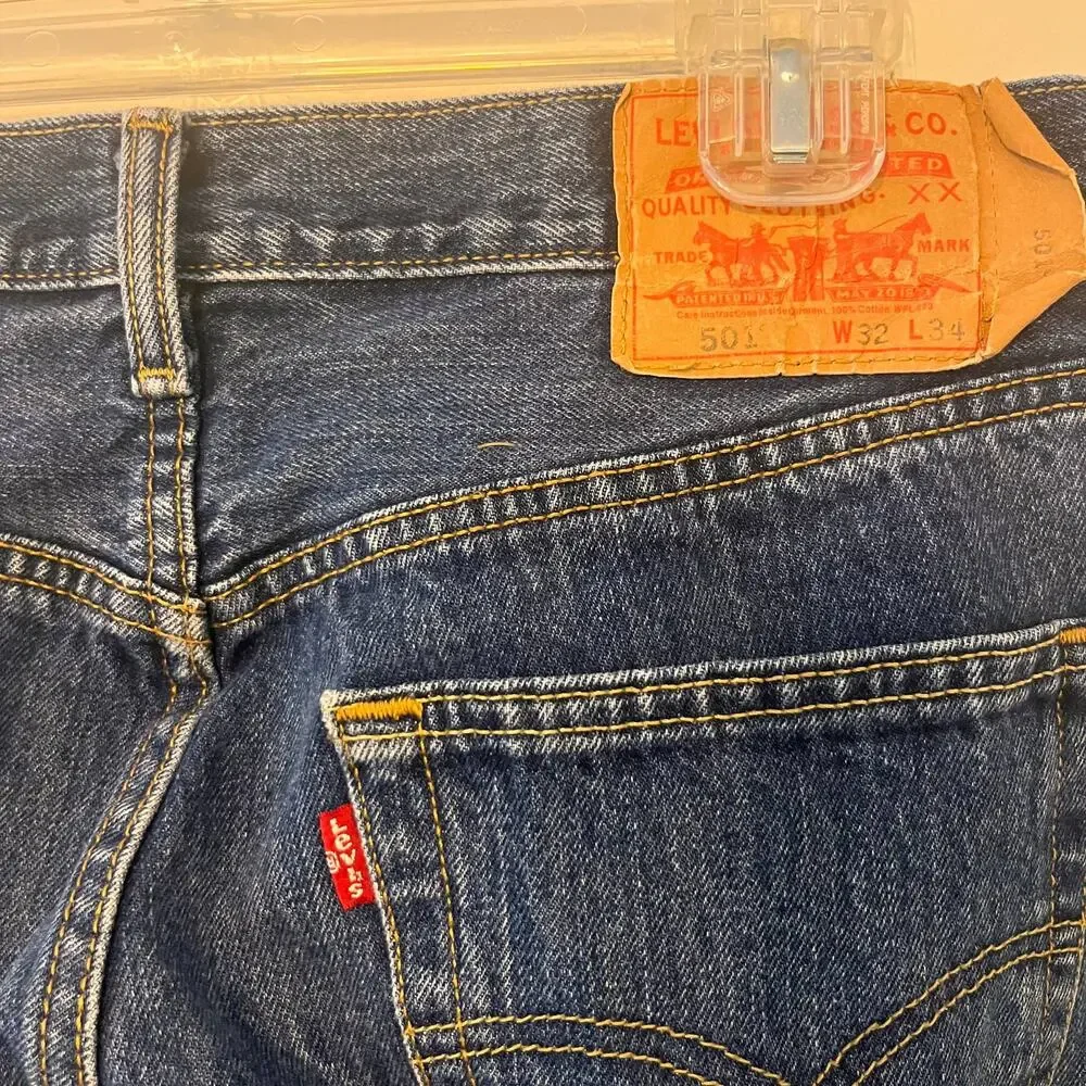 Levi's 501 Jeans Mens Sz 32x34 Blue Denim Straight Leg Workwear Classic Utility